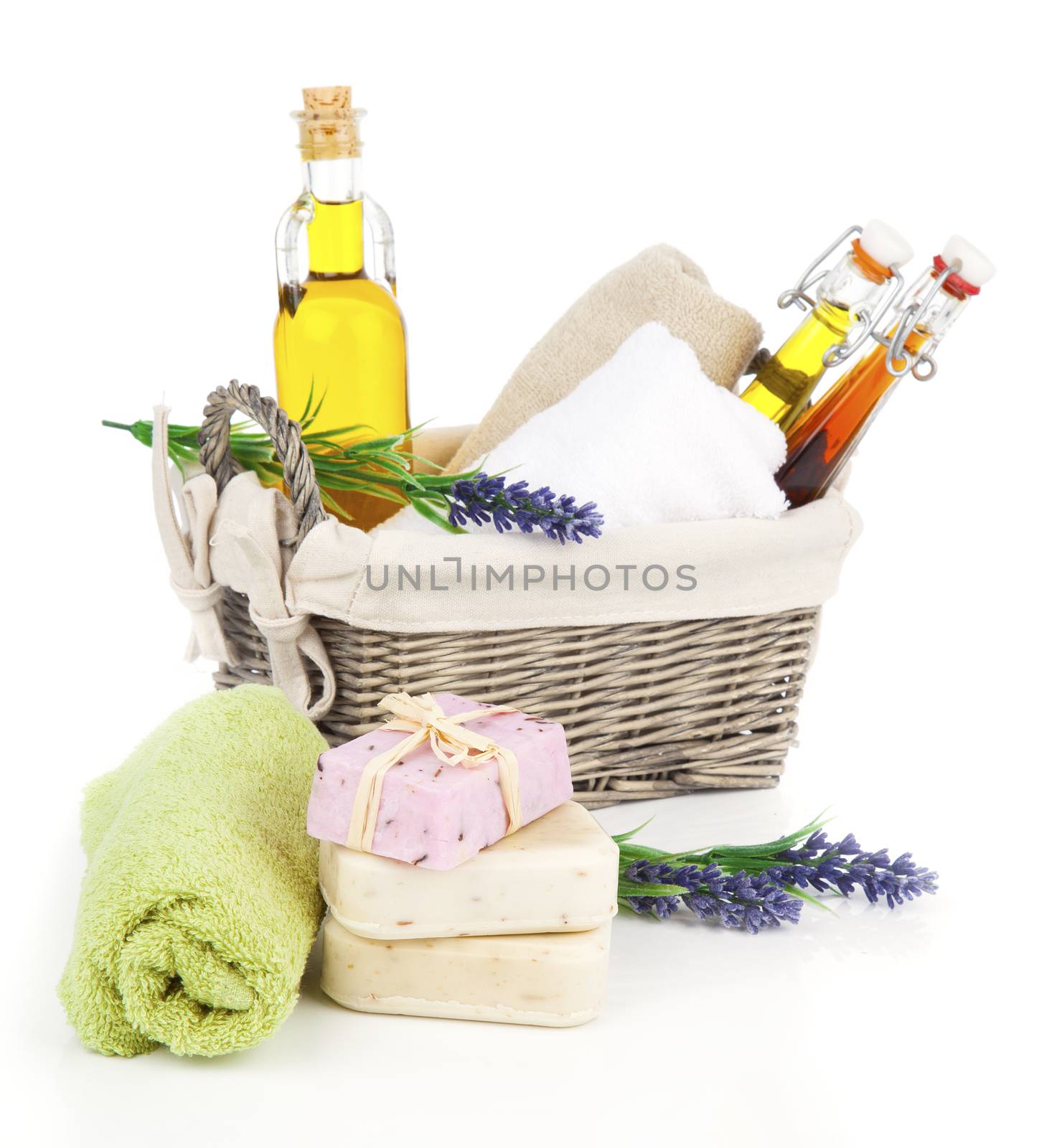toiletries for relaxation, isolated on white background by motorolka