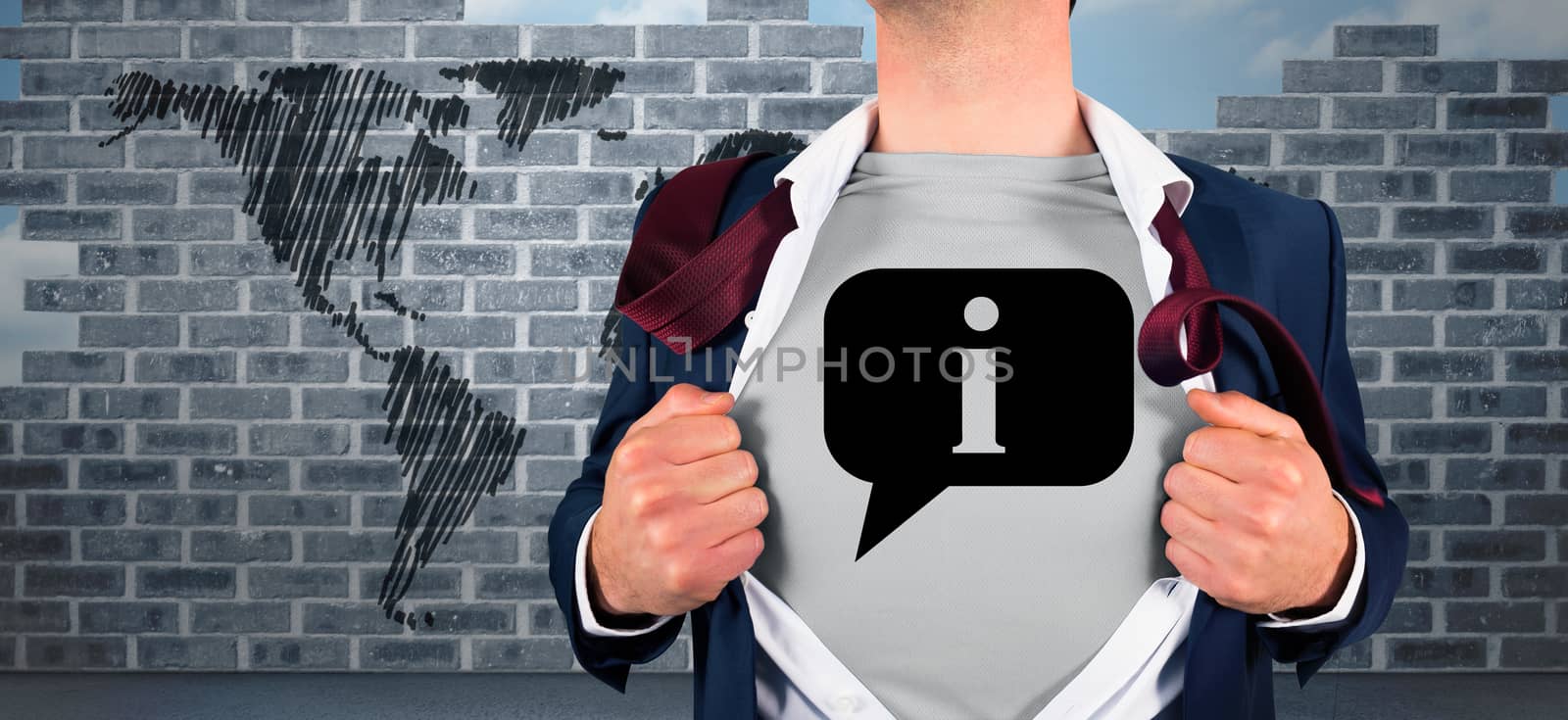 Composite image of businessman opening shirt in superhero style by Wavebreakmedia