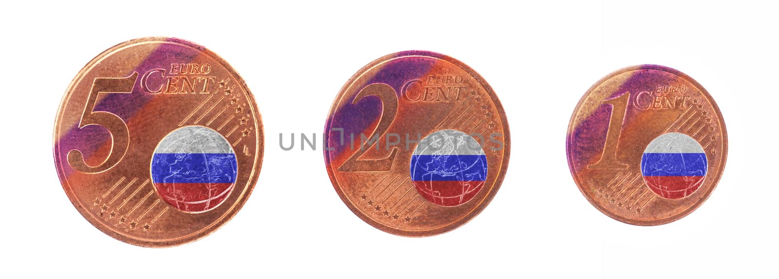 European union concept - 1, 2 and 5 eurocent by michaklootwijk