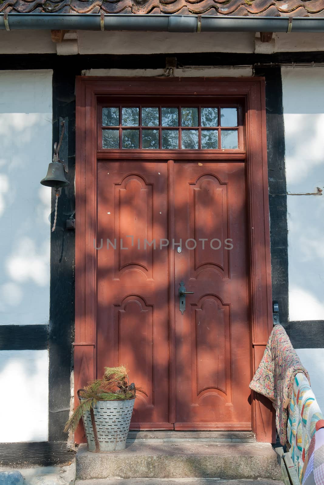 Decorative vintage classical design wooden door in a country home