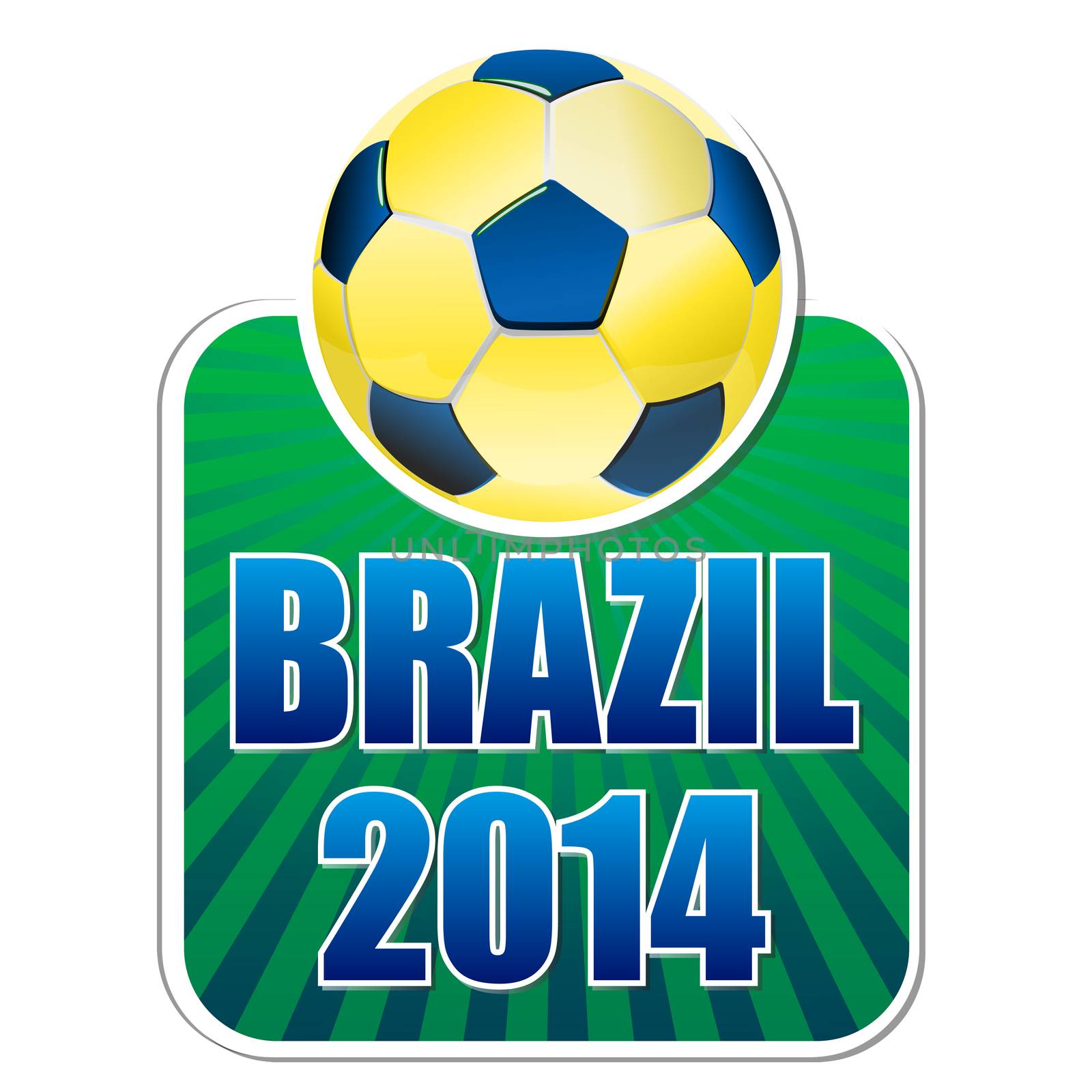 brazil 2014, banner with ball and rays