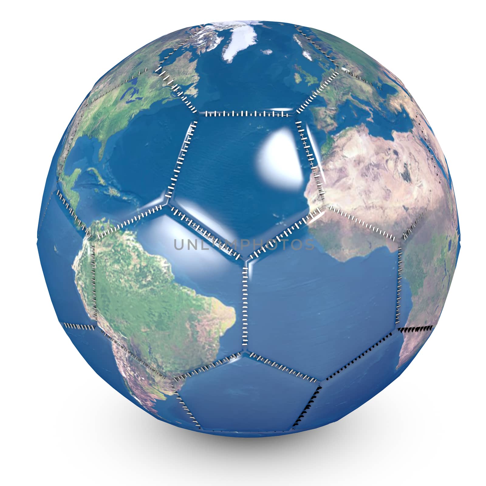 Concept of soccer ball with a printed world by ytjo
