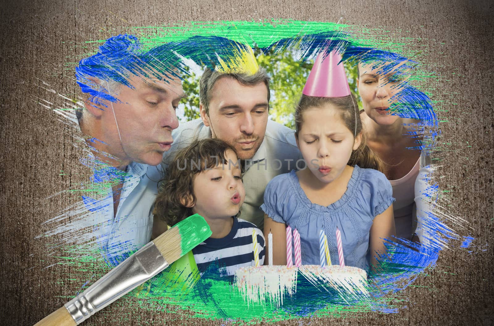 Composite image of family celebrating a birthday by Wavebreakmedia