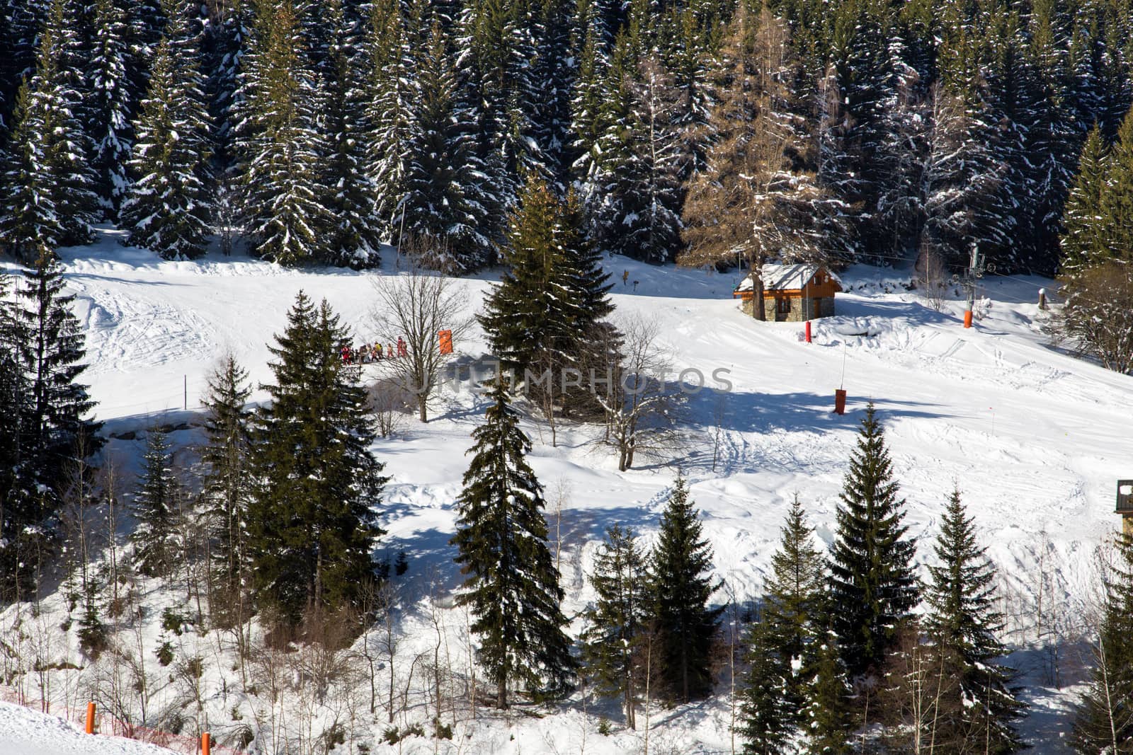 View on the Oz en Oisans Station in the French Alps