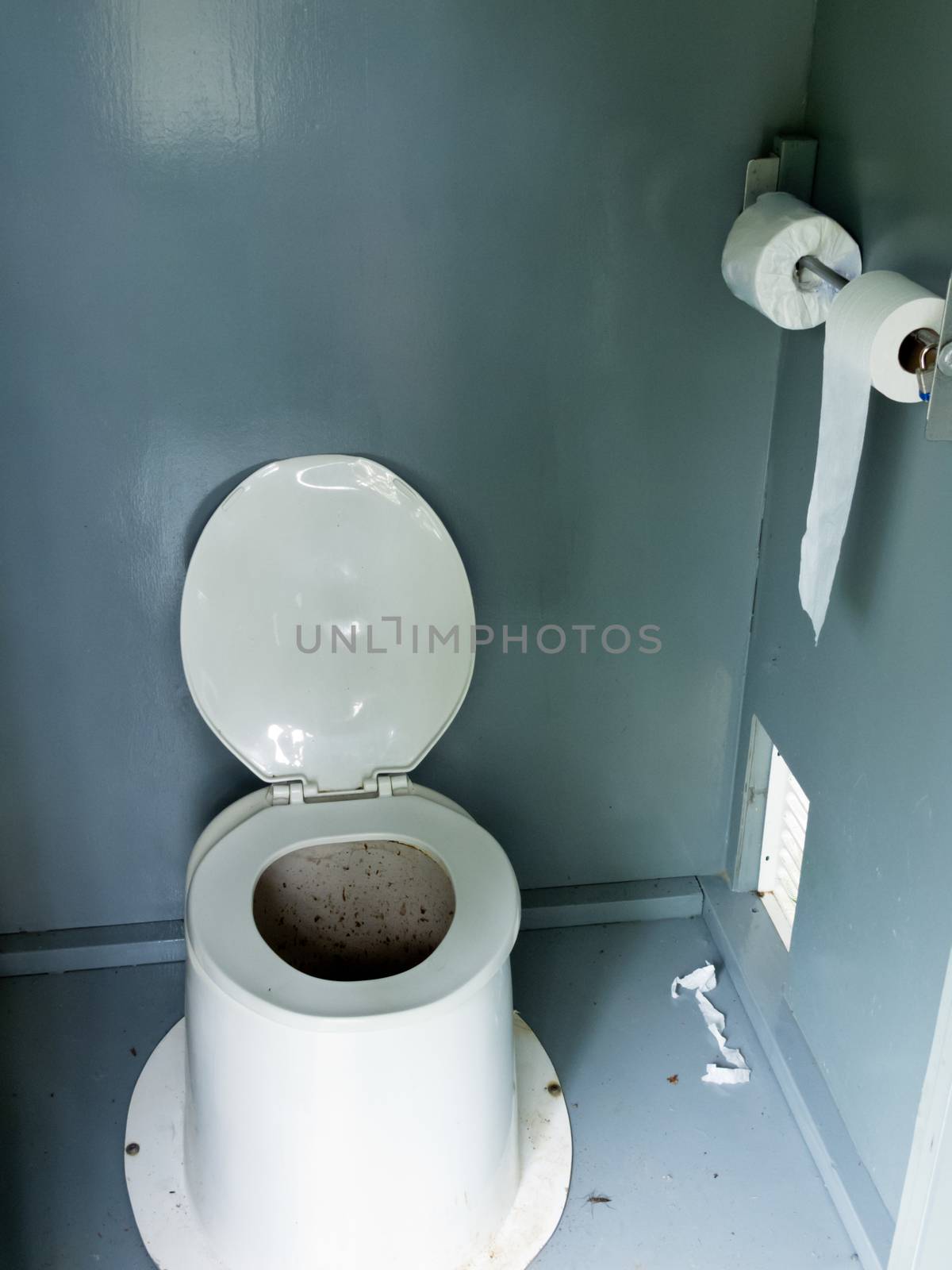 Filthy camp ground latrine outhouse inside toilet by PiLens