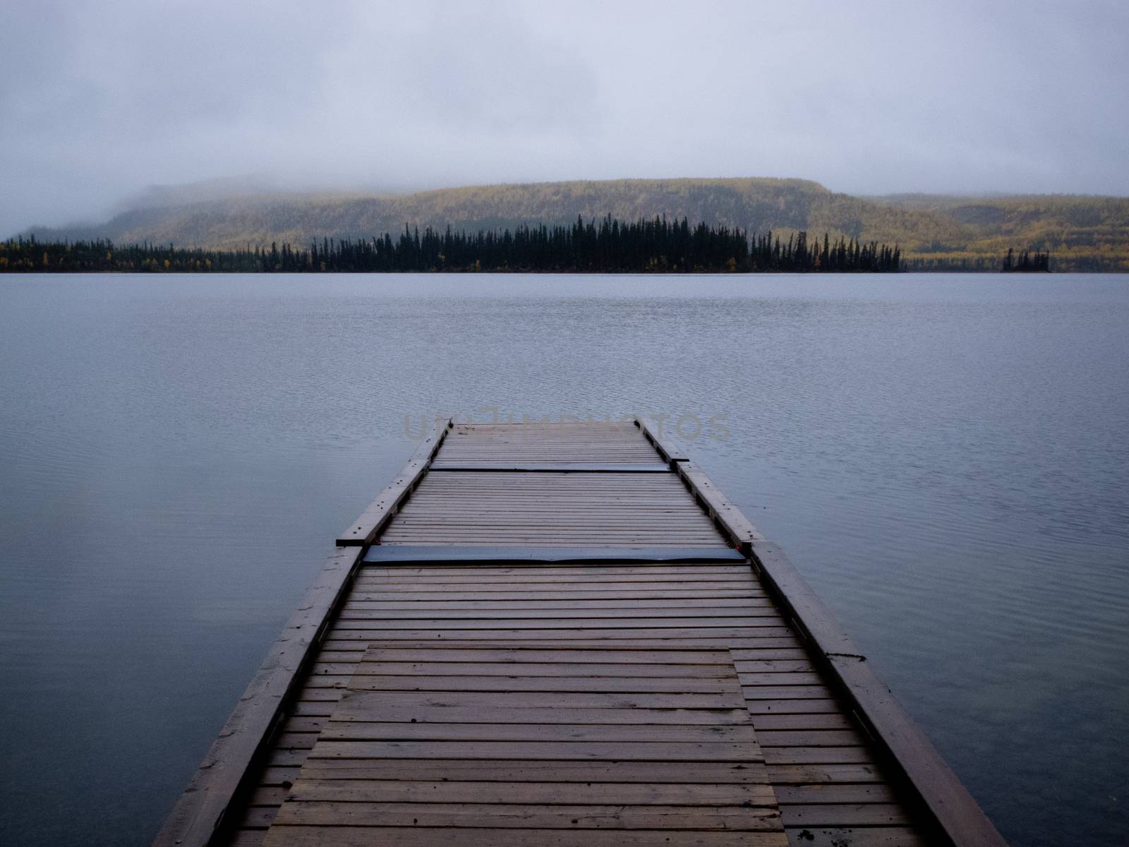 Twin Lakes boating dock fall rain Yukon Canada by PiLens