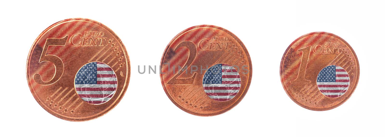 European union concept - 1, 2 and 5 eurocent by michaklootwijk