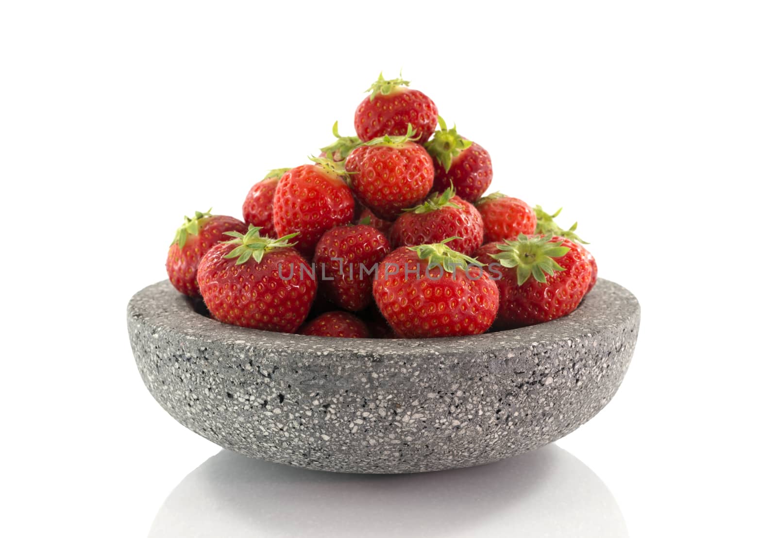 plate with red strawberries isolated on white