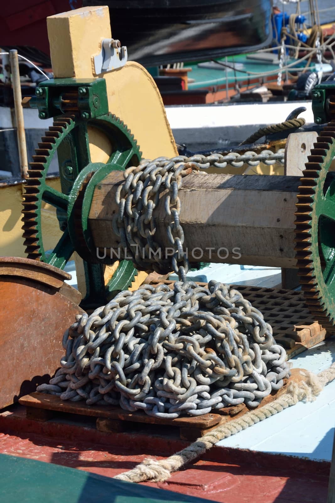 Anchor chain on boat