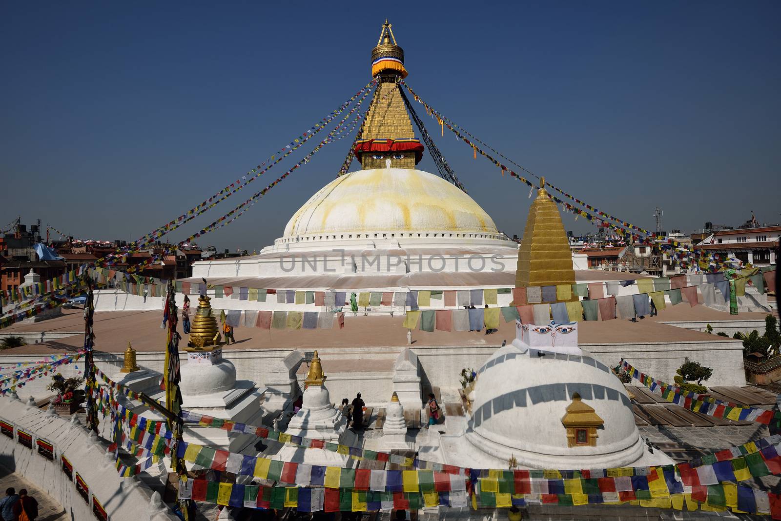 Boudhanath Stupa in the Kathmandu valley, Nepal by think4photop