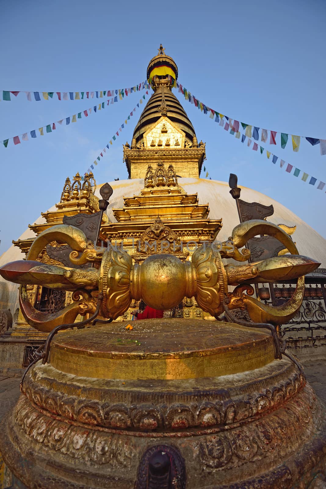 The Vajra ��� dorje in Swayambhunath Monastery, Nepal by think4photop