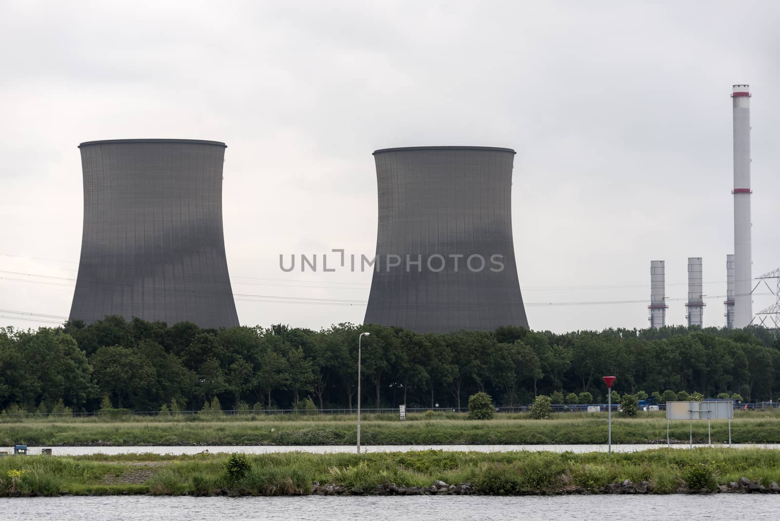 big cooling towers for the energy power plant in Maasbracht holland
