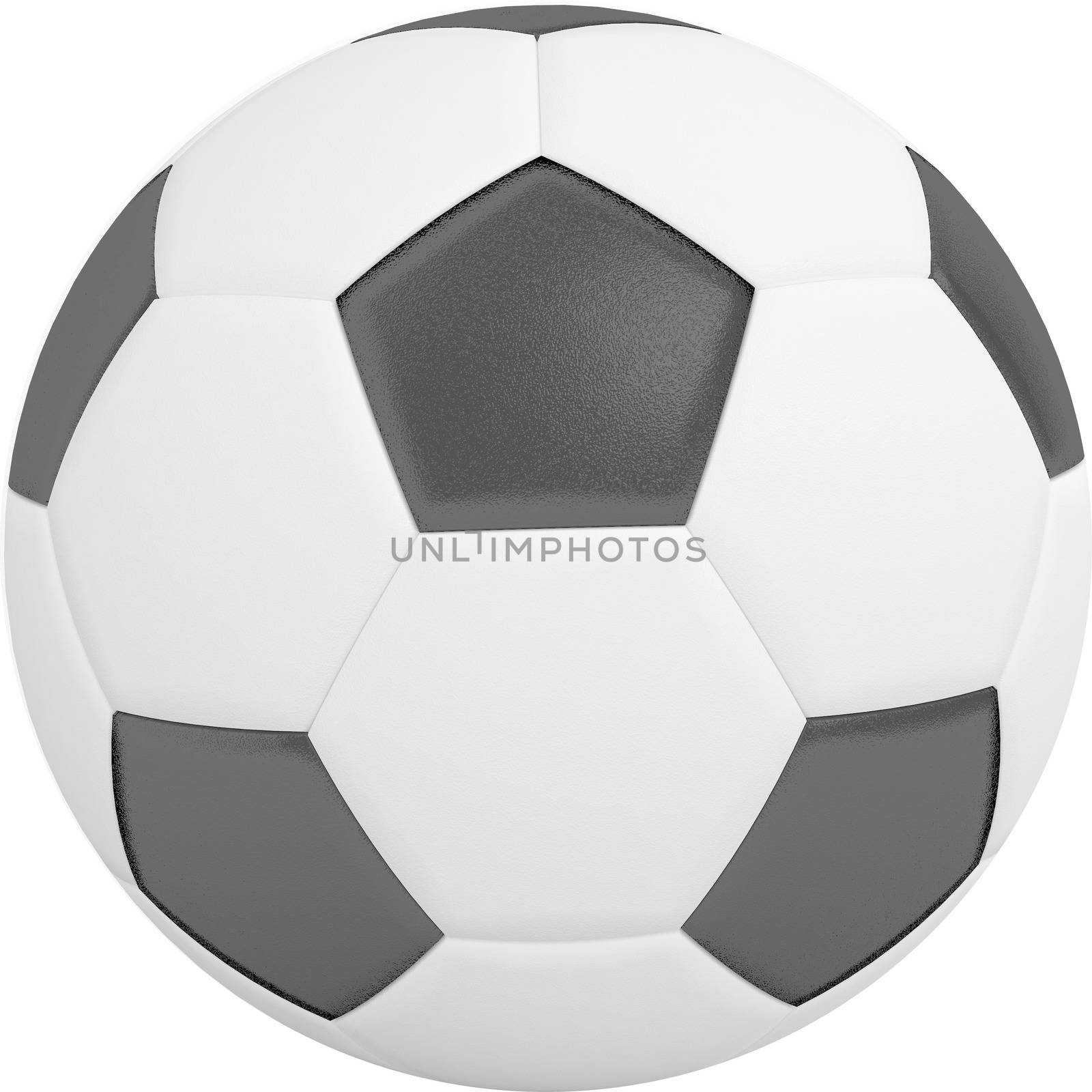 Black and white football on white background