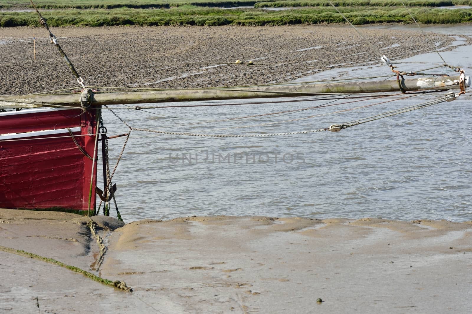 Red boat bow with anchor by pauws99