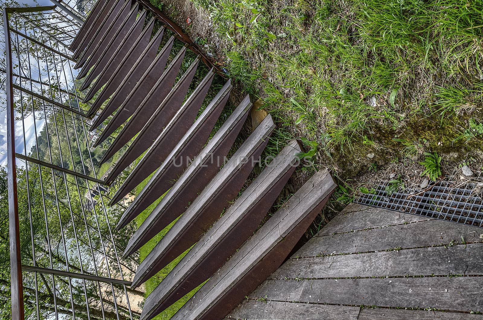 Stairs inside the park in Spain. The image is HDR with great detials