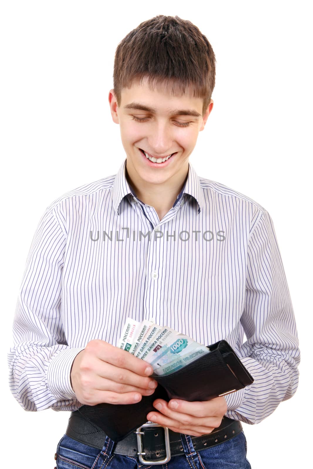 Teenager holds Russian Currency by sabphoto