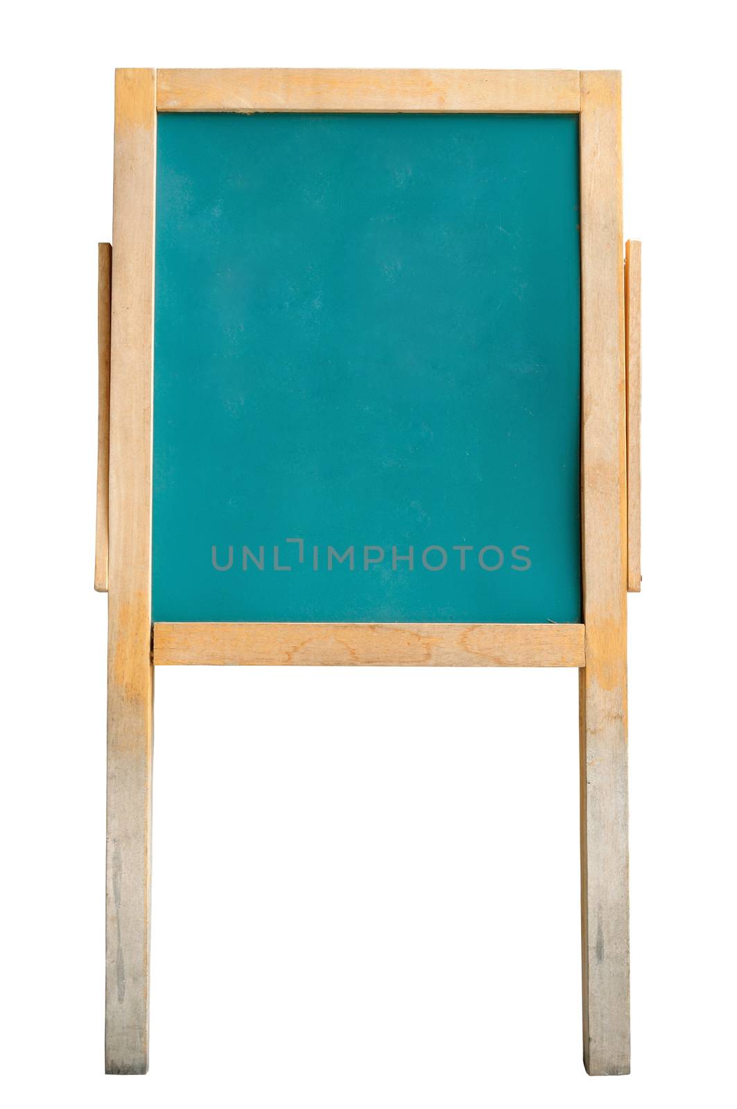 Green Chalk Board or Easel isolated on white with clipping path