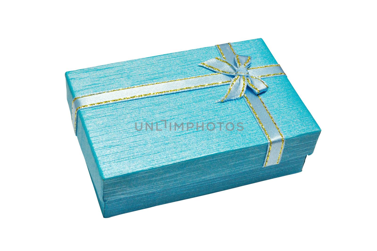 Gift box with ribbon and bow isolated on white Background with Clipping path
