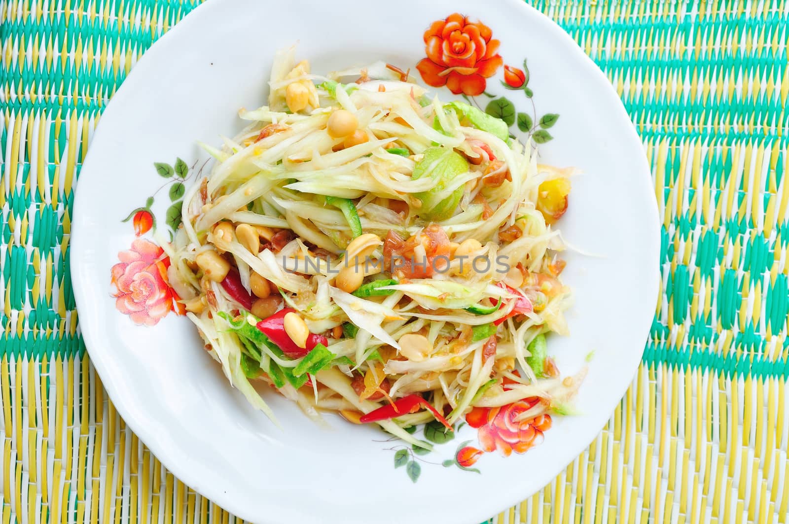 Green papaya salad Thai cuisine spicy delicious by thampapon