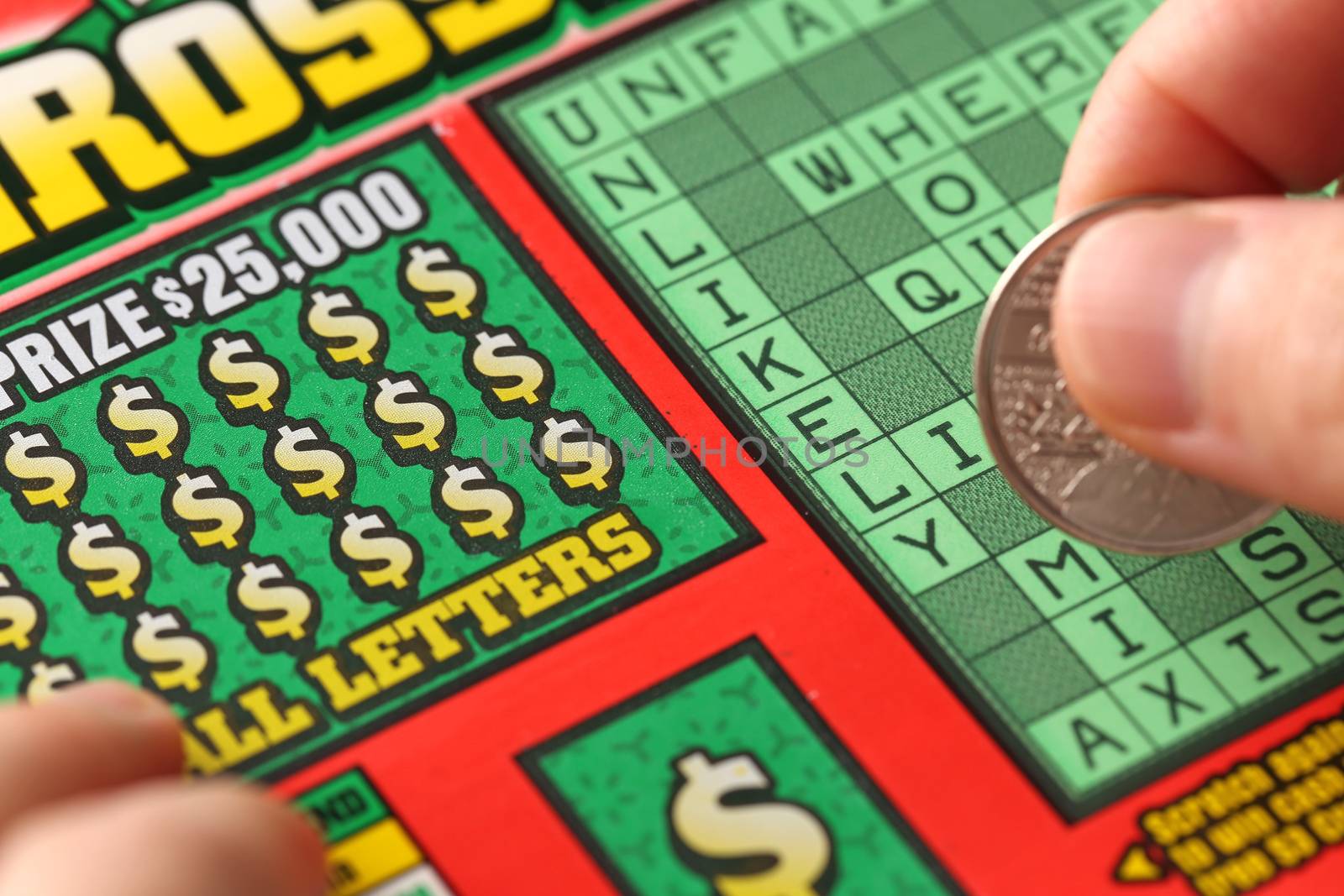Coquitlam BC Canada - May 25, 2014 : Scratching lottery tickets. The British Columbia Lottery Corporation has provided government sanctioned lottery games in British Columbia since 1985. 