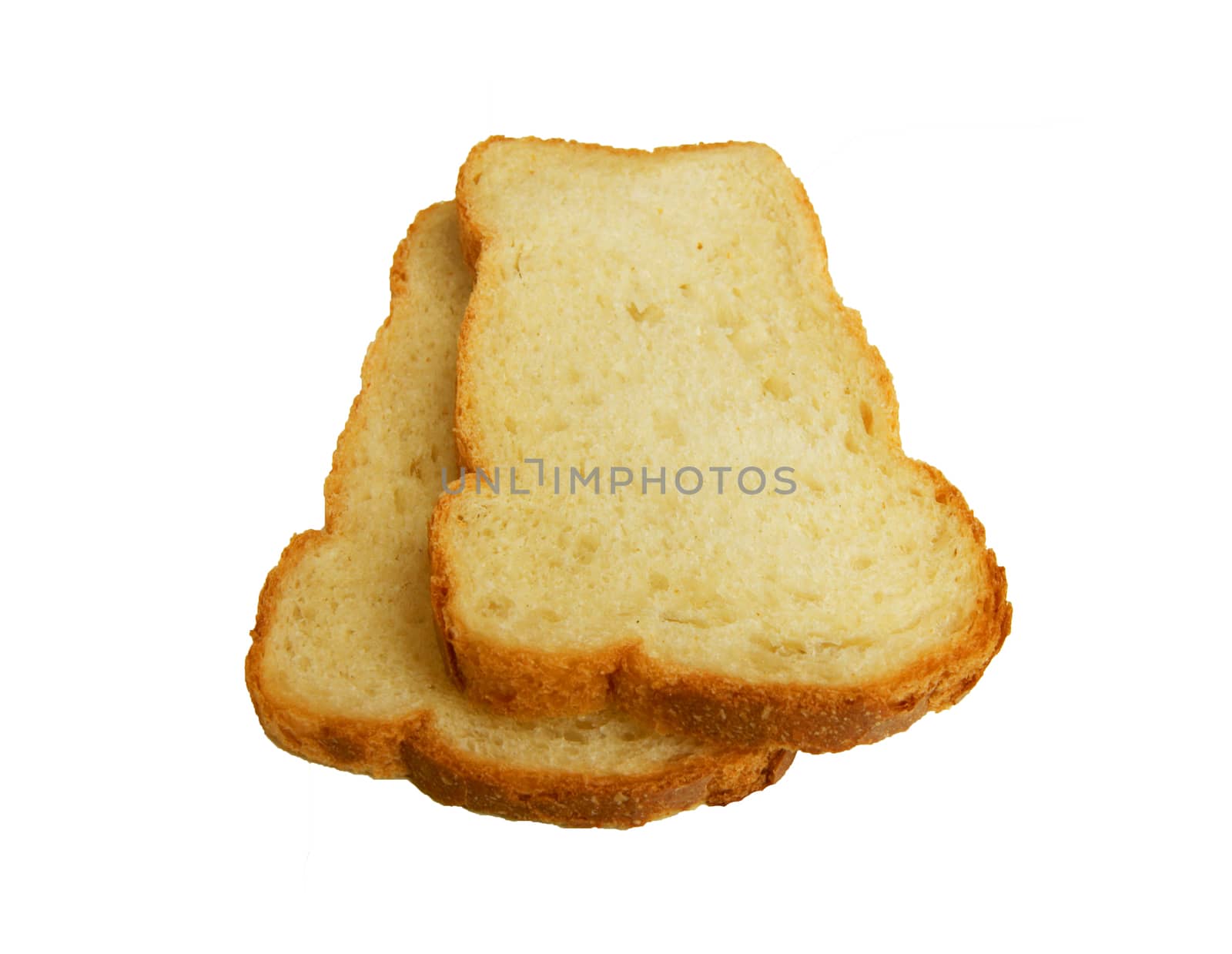 slices of bread on a white background