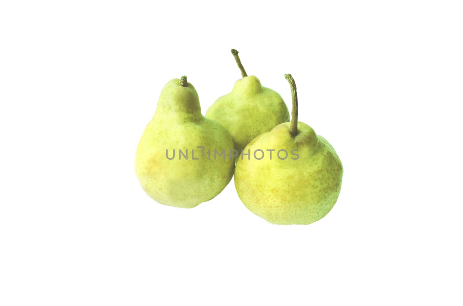 Three pears on a white background