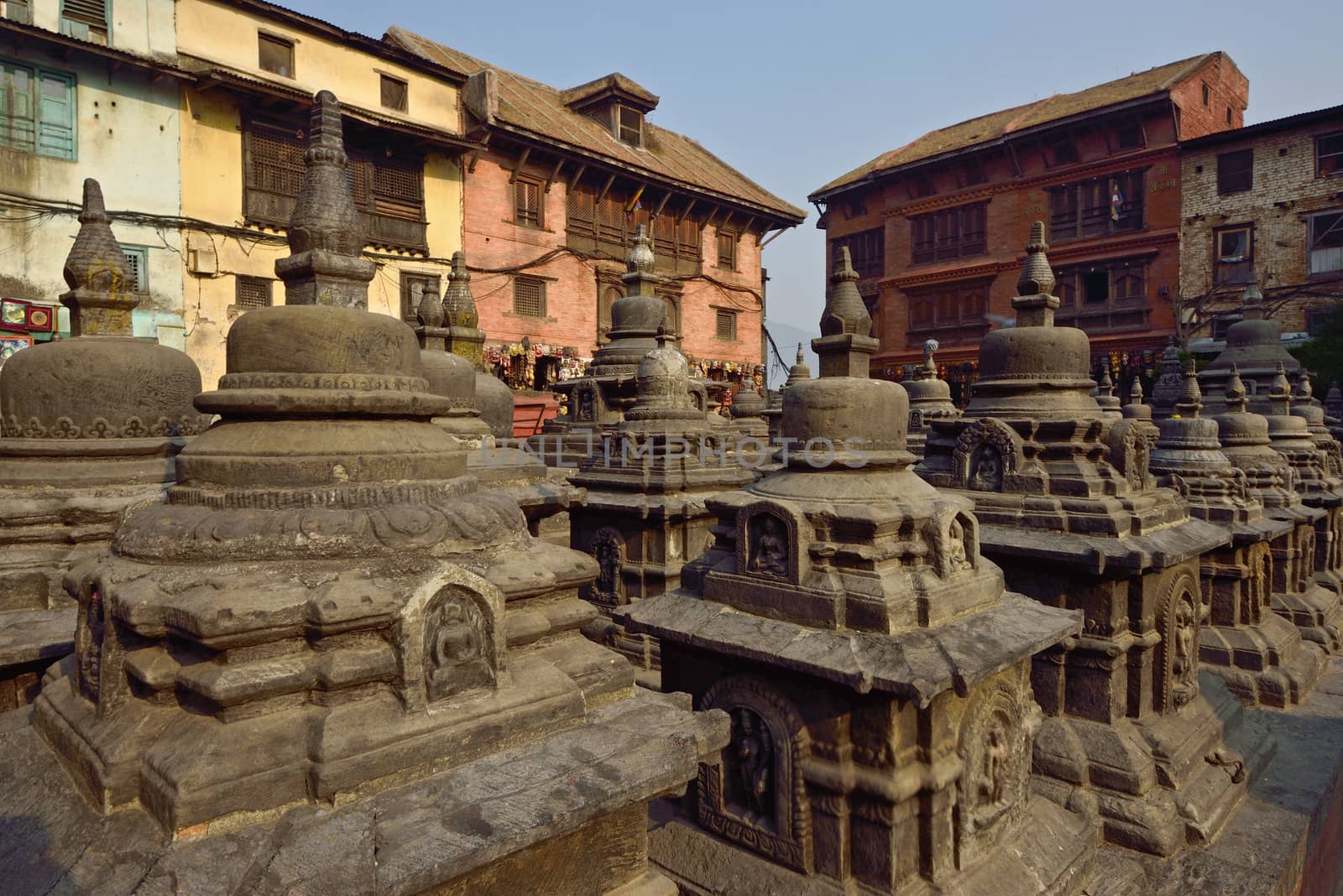 God statue in monkey temple Nepal by think4photop