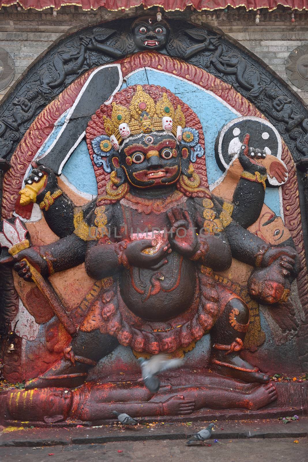 Statue of hindu deity Shiva in the form of fearful Bhairab on Du by think4photop