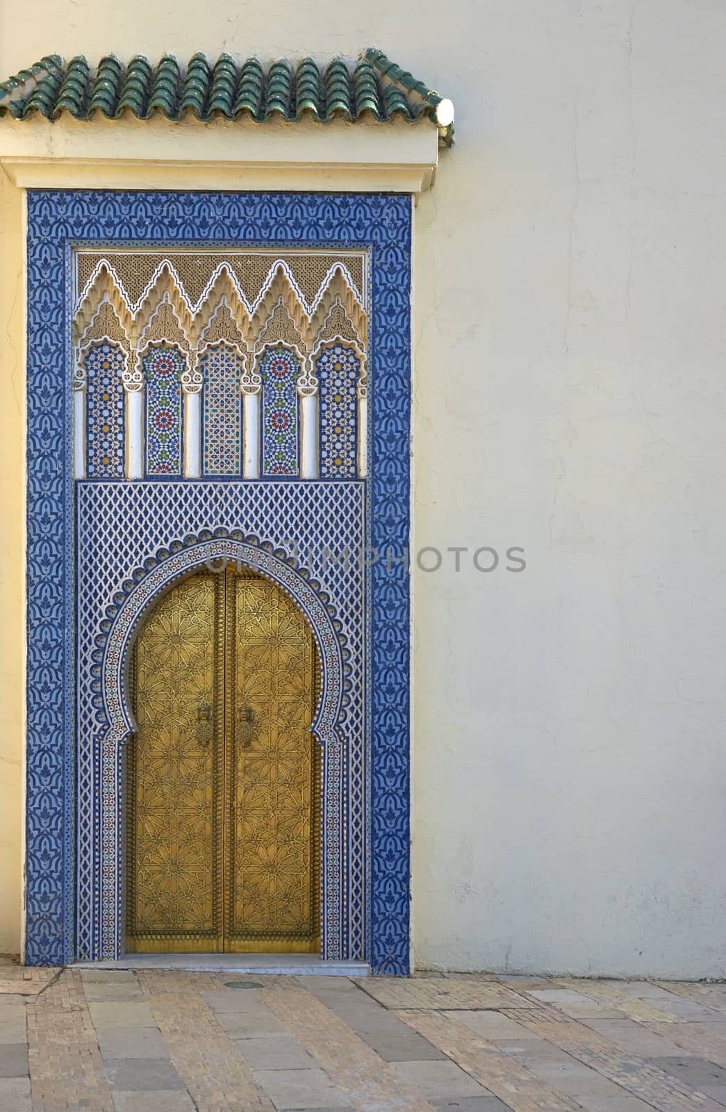 Ornate entrance gates to the Royal Palace in Fes, Morocco