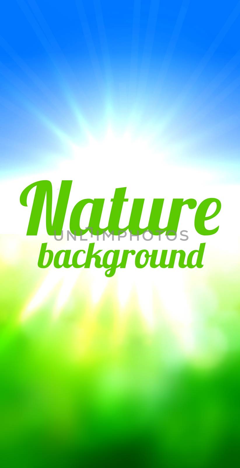 Nature background  with sun and green field