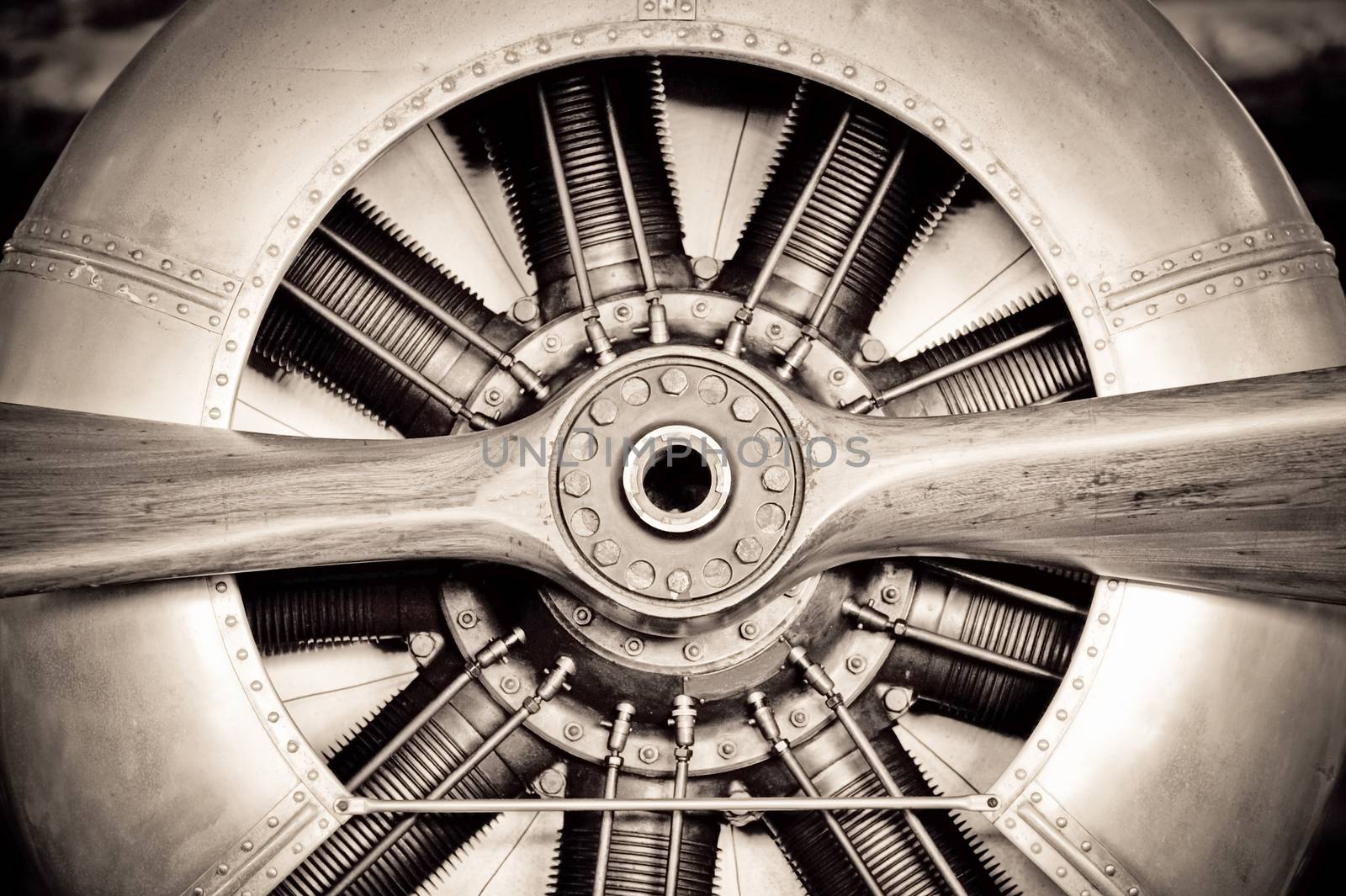 antique aircraft engine by nelsonart