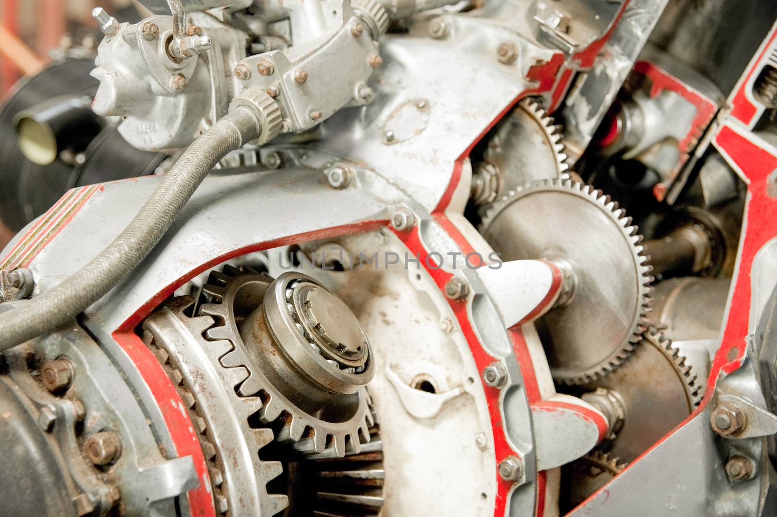 precision mechanics inside a vintage aircraft engine