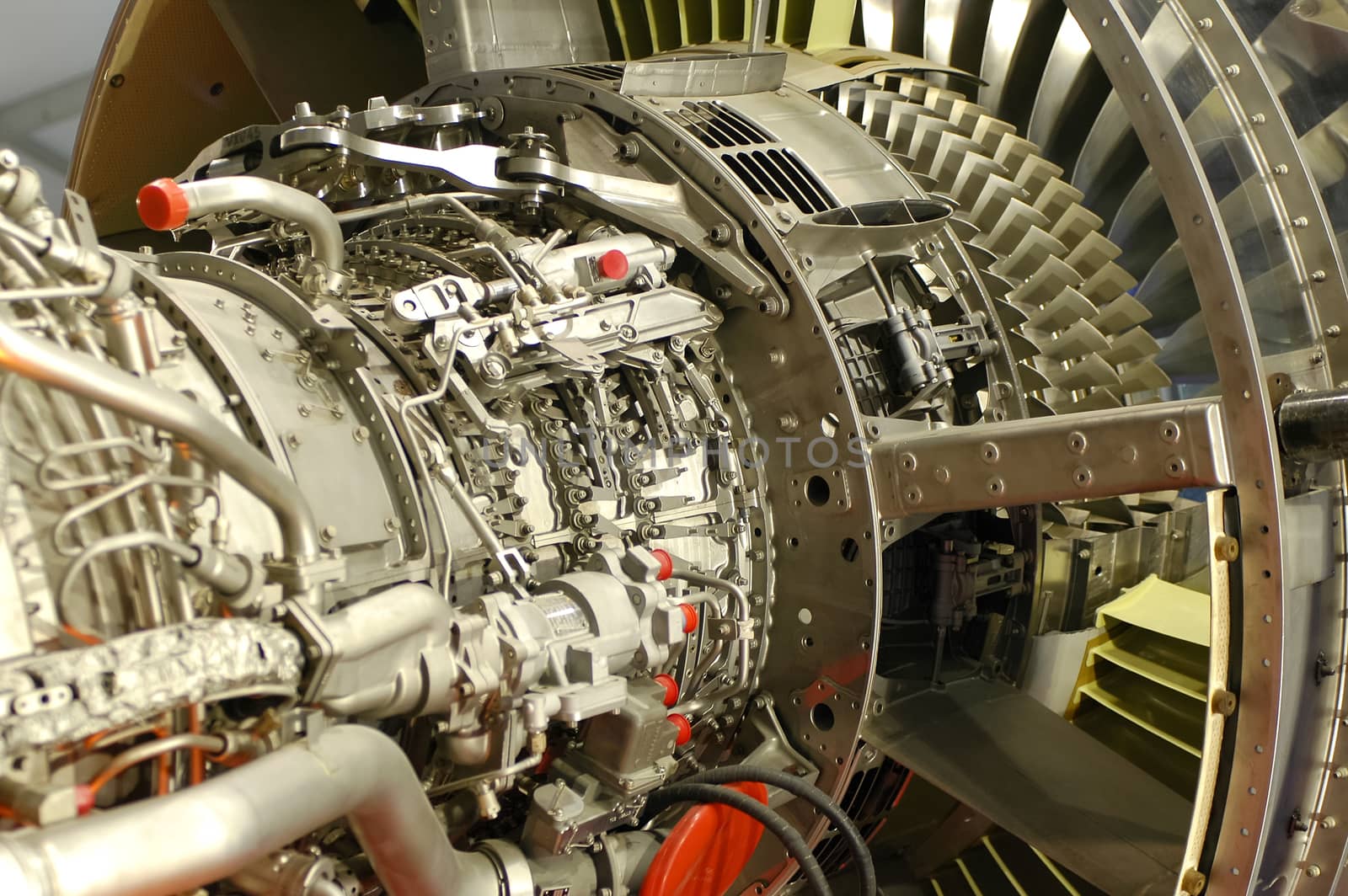 detail of a large passenger jet engine
