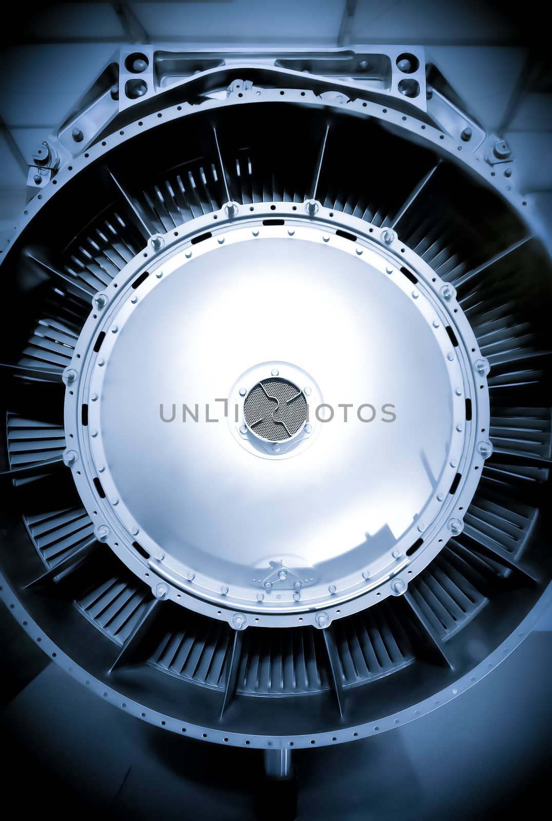 blue toned jet engine abstract