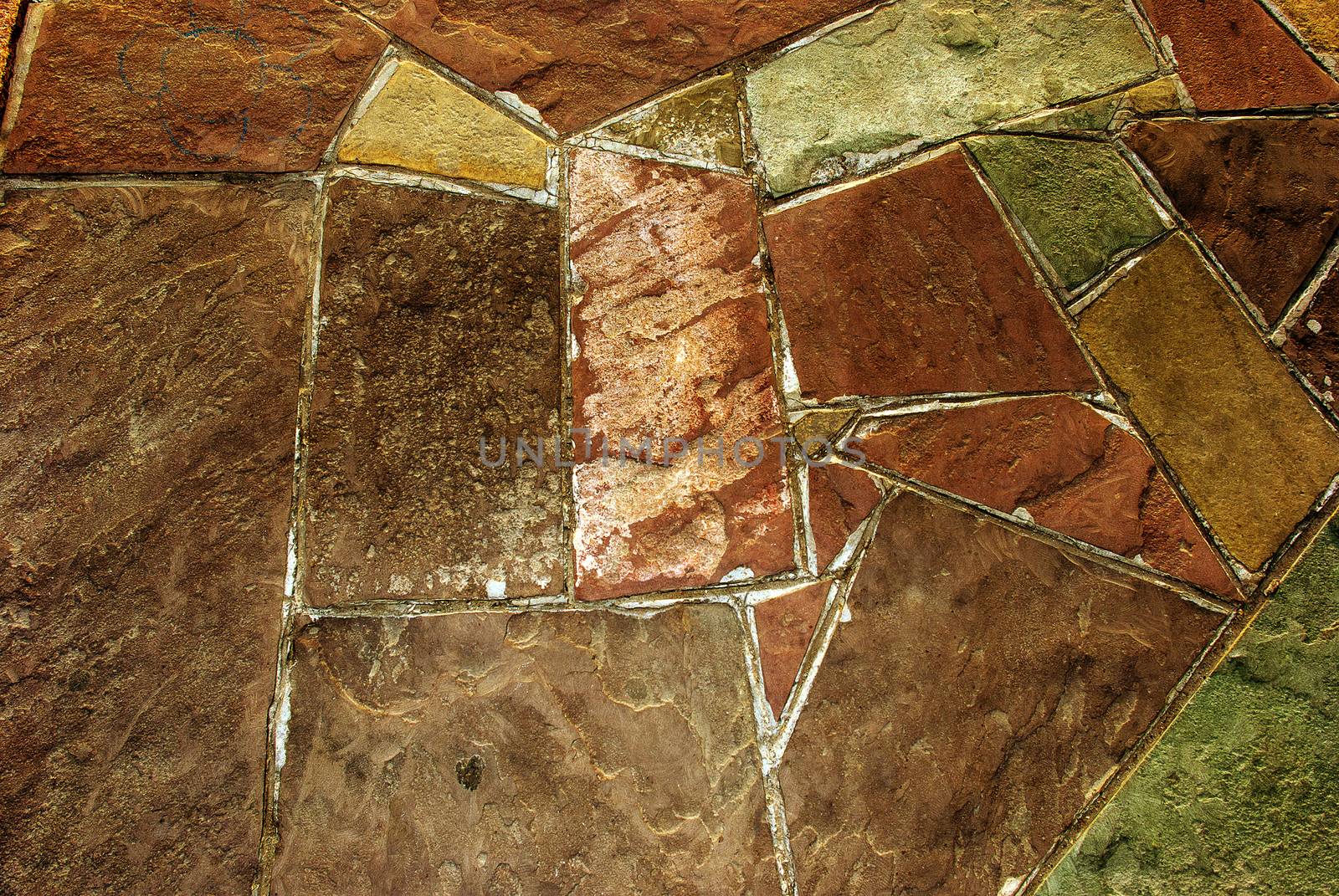 Instance colored paving slabs closeup.