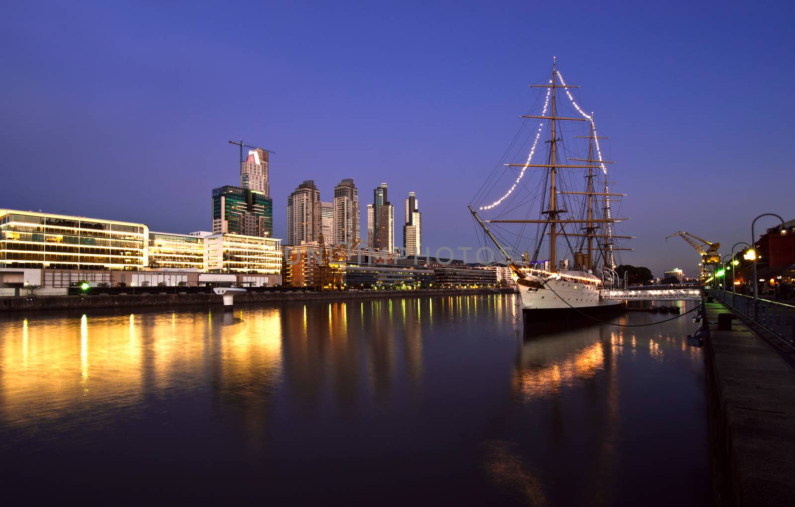 Puerto Madero at the Night, Buenos Aires, Argentina.