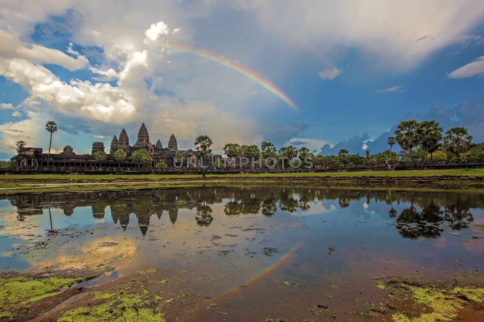Sunset over the Angkor Wat temple in Cambodia