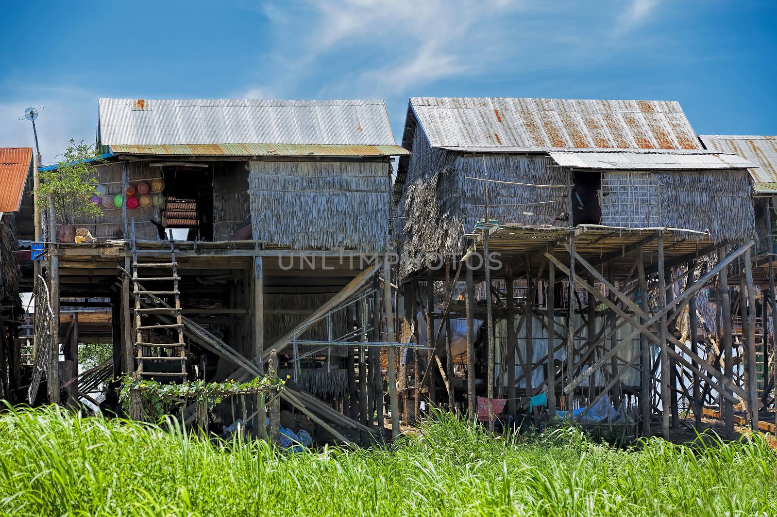 Everyday life along Tonle Sap river,Siem Reap province, Cambodia