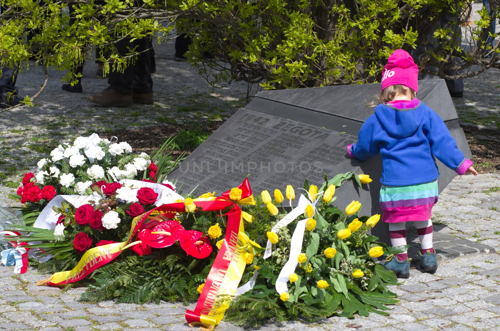 Warsaw, Poland – April 19, 2014: Celebration of the 71 anniversary of the Warsaw Ghetto Uprising. She will never forget.