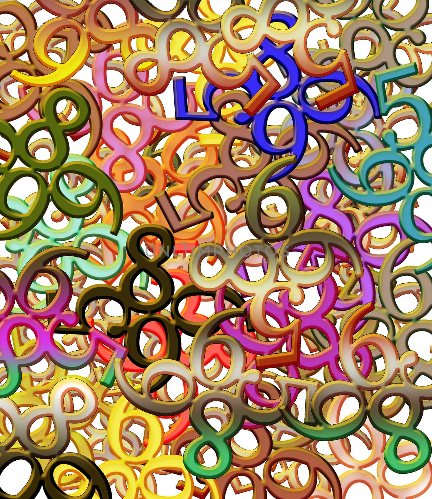 texture from many multicolored figures five, eight, nine, six