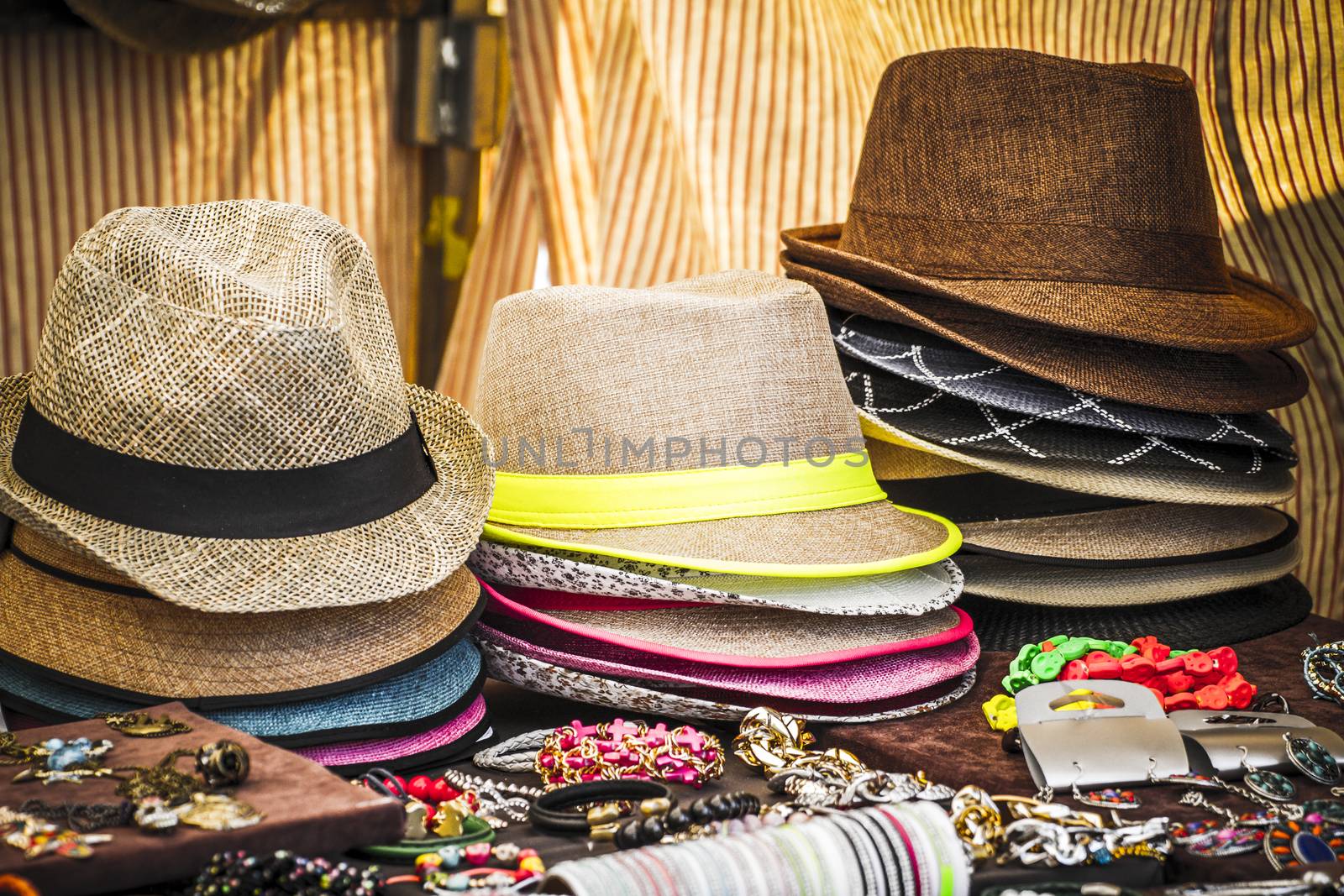 handmade wicker hats in a medieval fair by FernandoCortes
