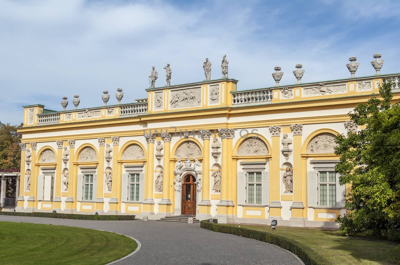 View of the Royal Palace in Wilanow, Warsaw, Poland.