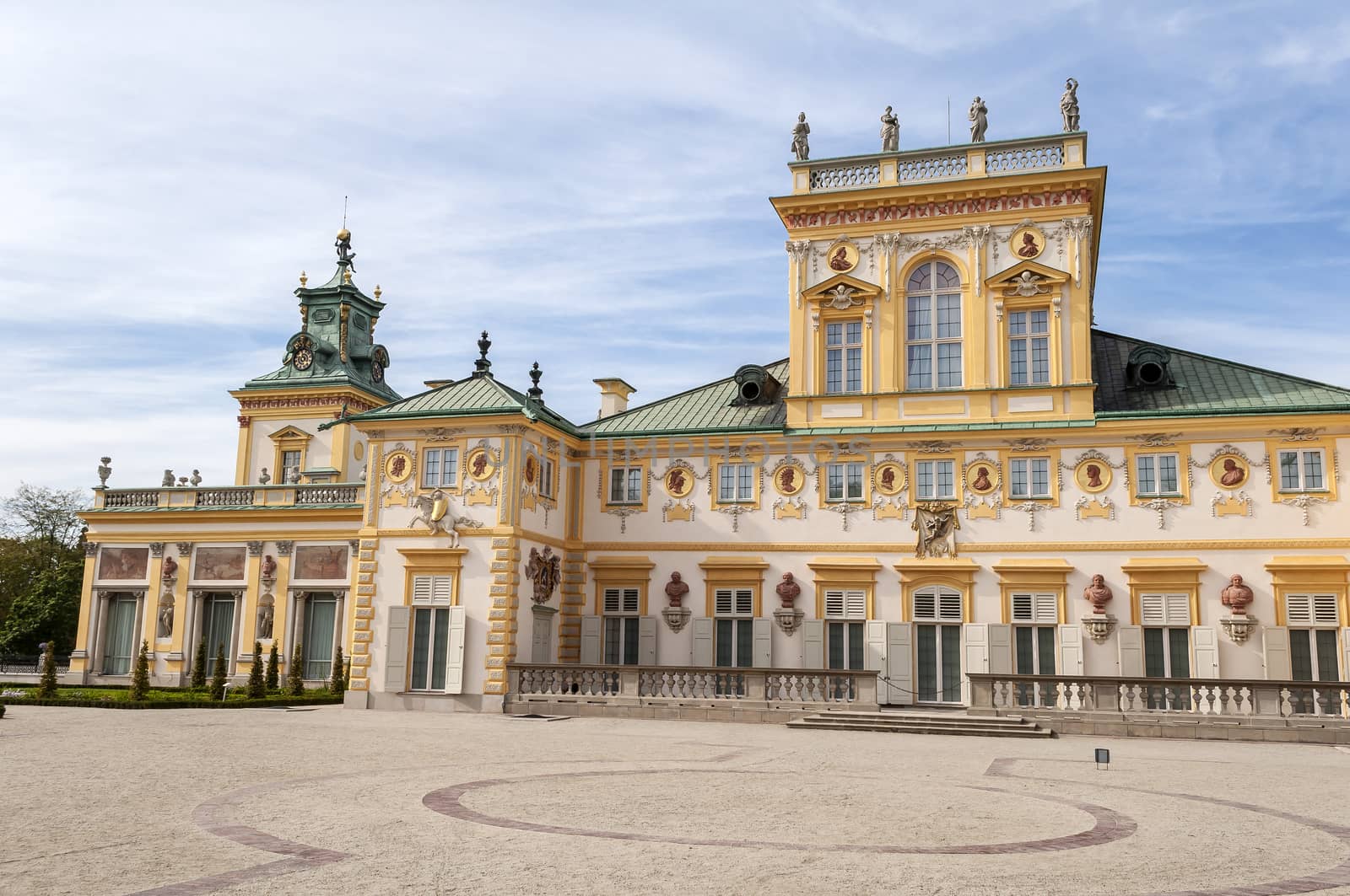 View of the Royal Palace in Wilanow, Warsaw, Poland.