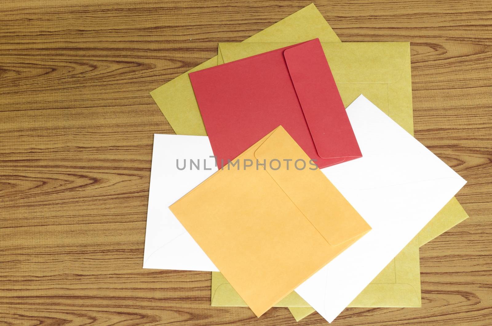 envelope on wood background