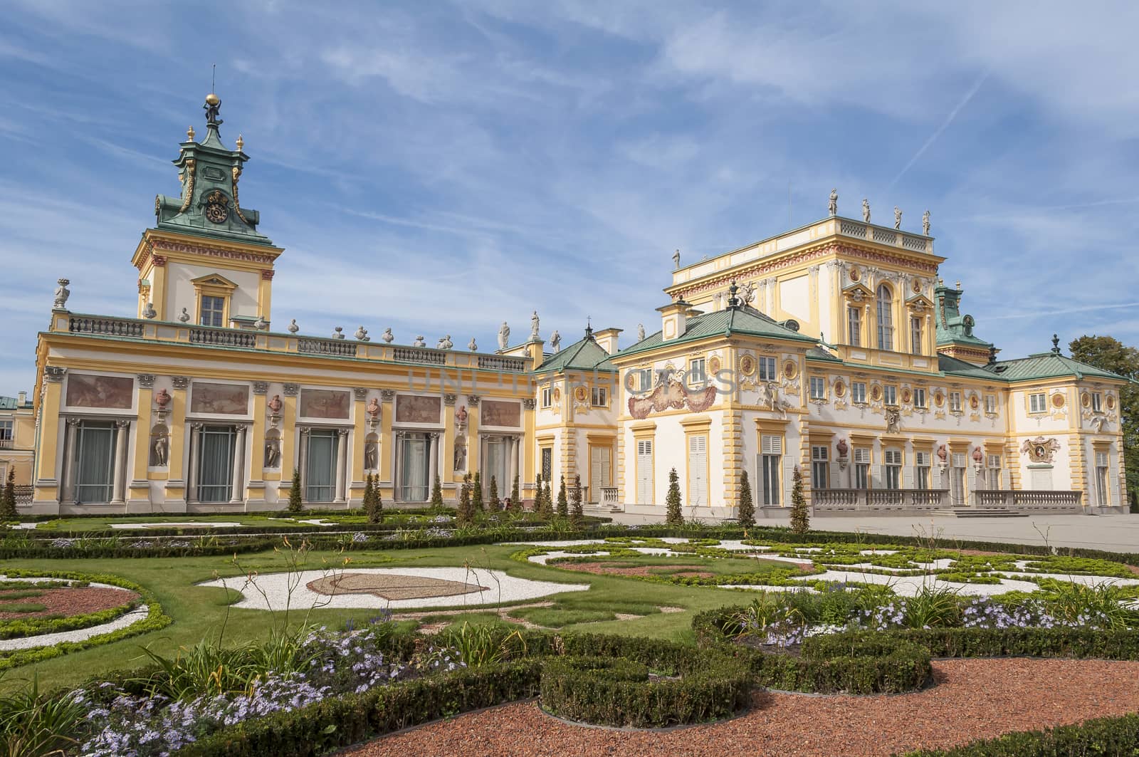 View of the Royal Palace in Wilanow, Warsaw, Poland.