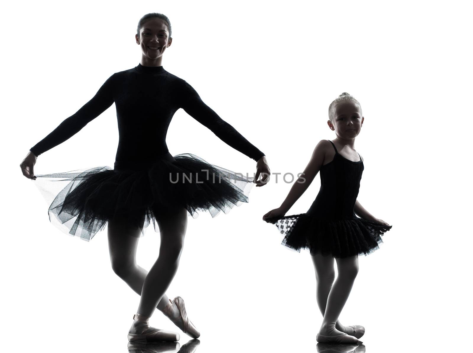 woman and little girl  ballerina ballet dancer dancing silhouett by PIXSTILL