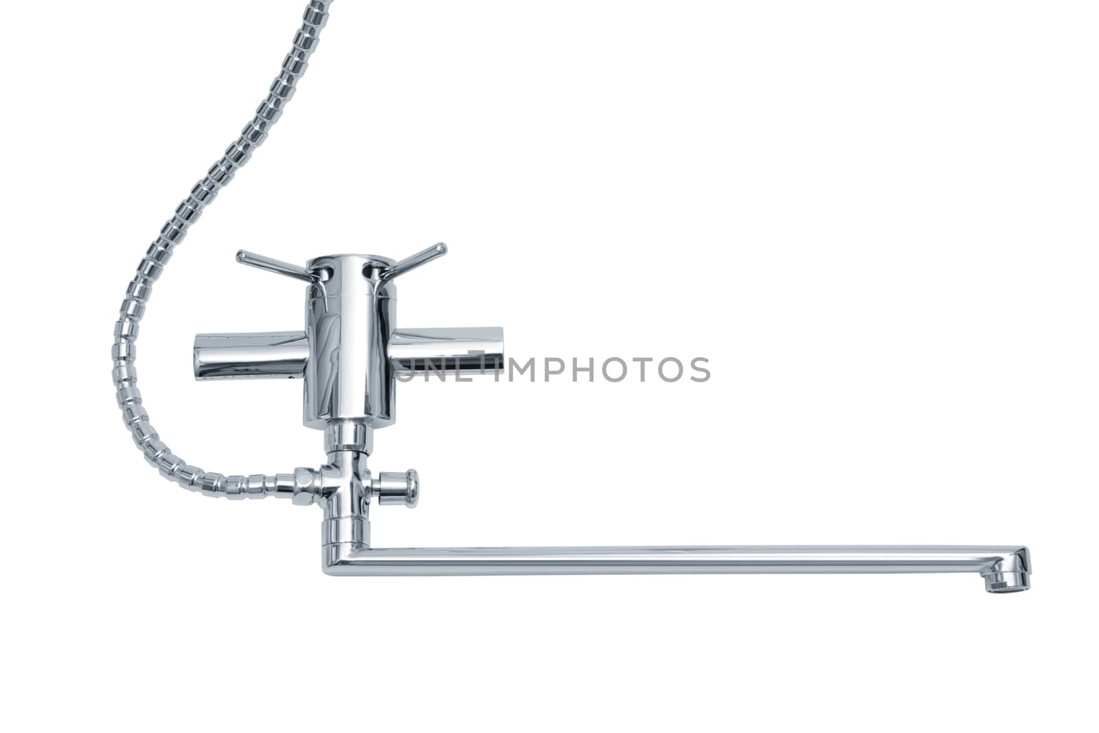 modern metal faucet on a white background