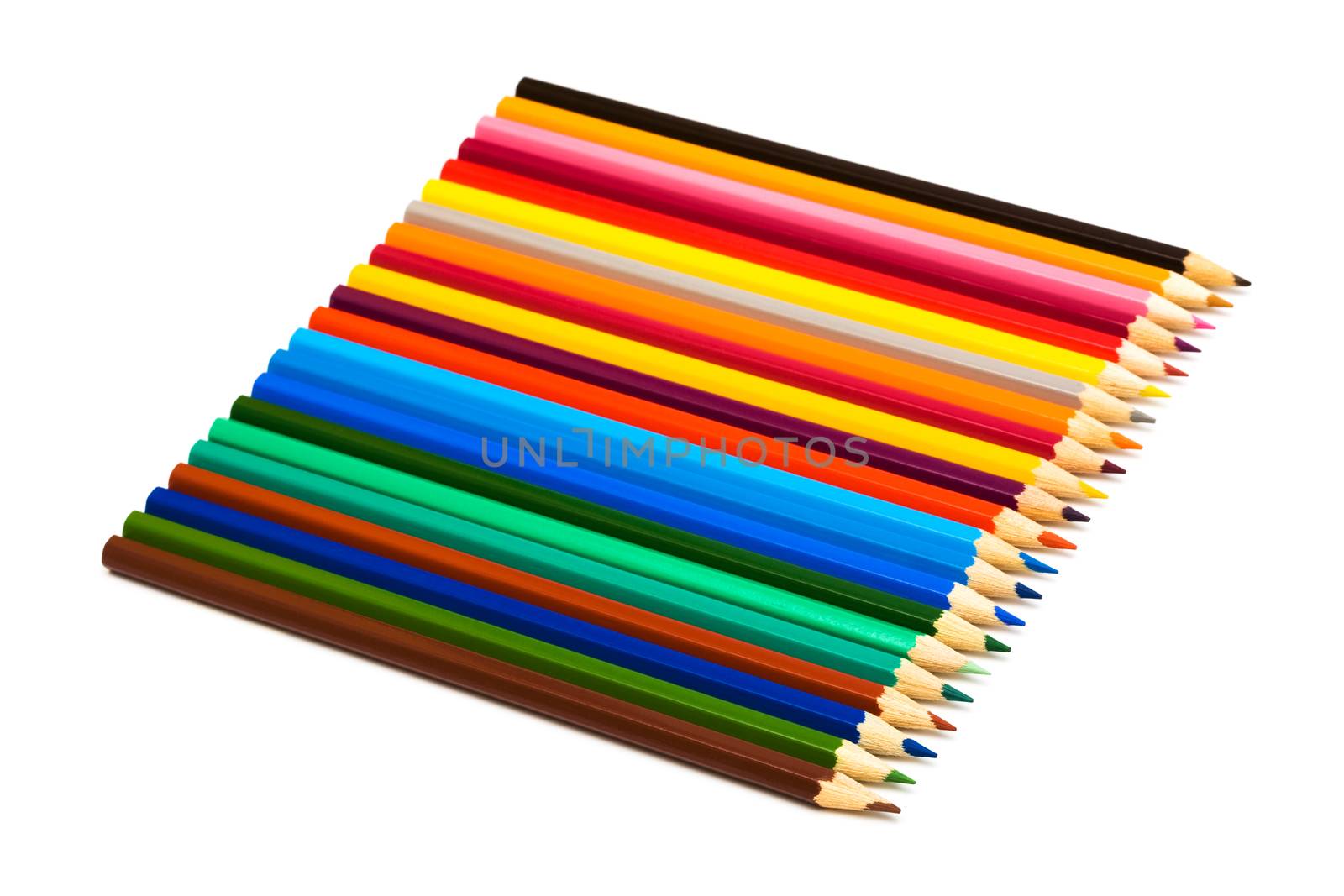 Beautiful color pencils on a white background