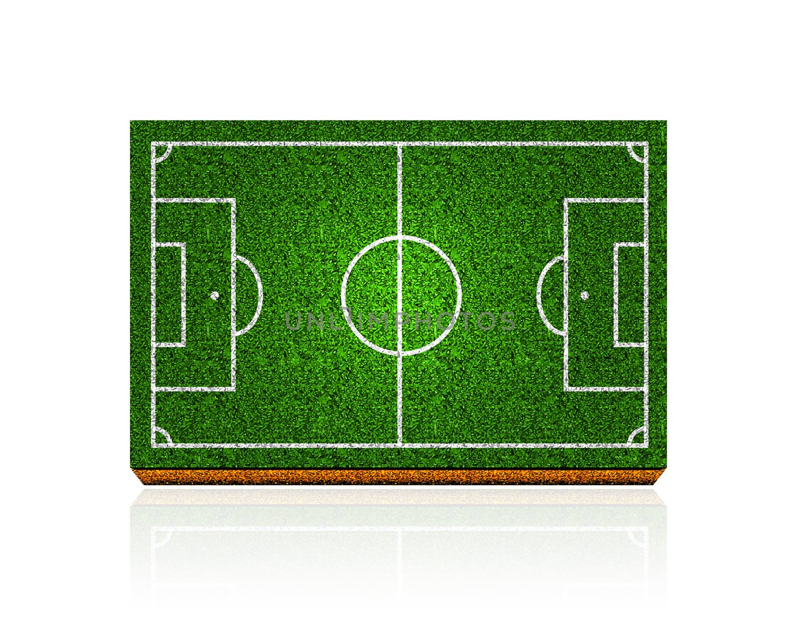 Soccer field with the texture of the grass and soil