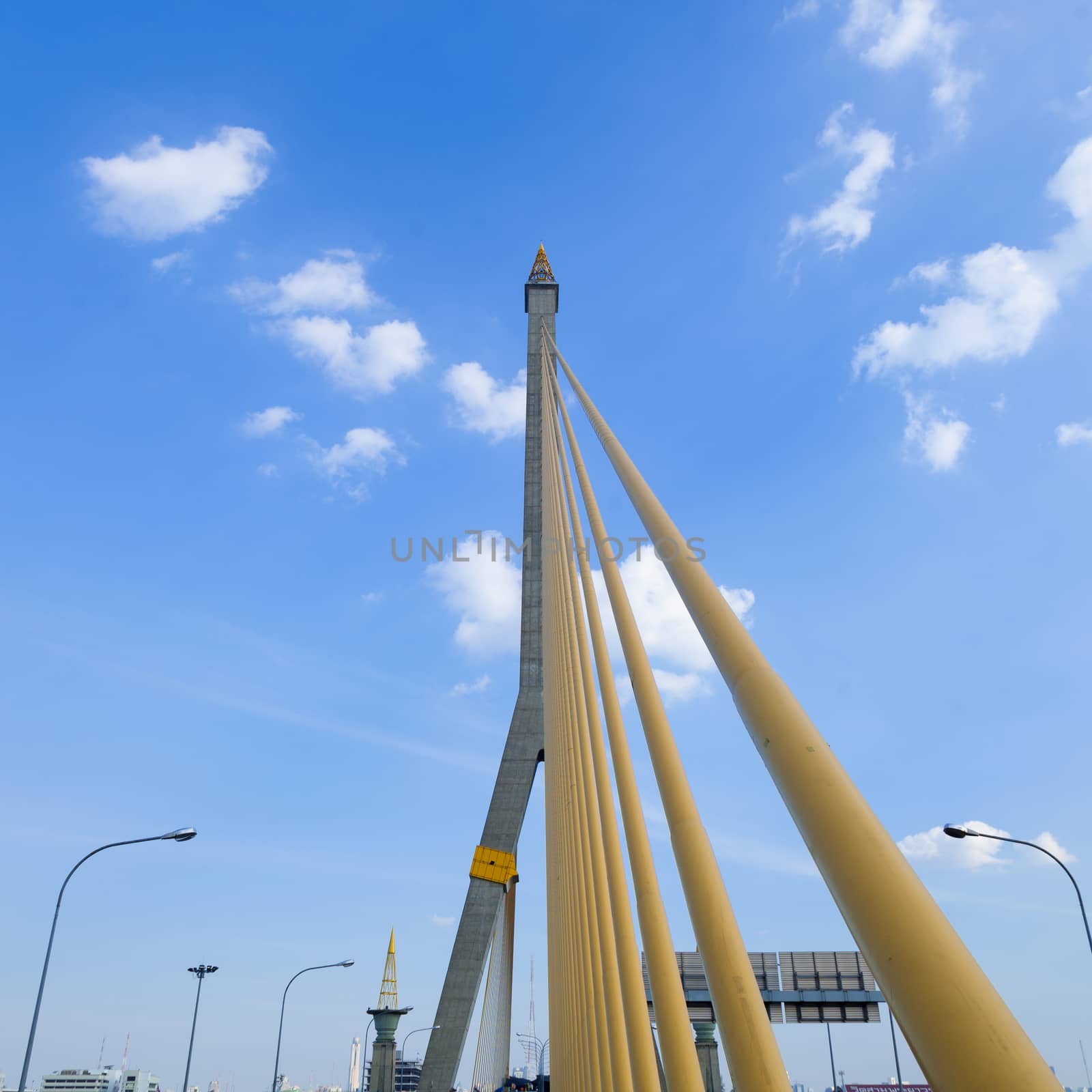 Rama VIII Bridge Cloud sunny clear skies in the evening.
